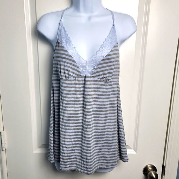 NWT- ADORE ME Striped Lacy Sleep Tank - Picture 1 of 9